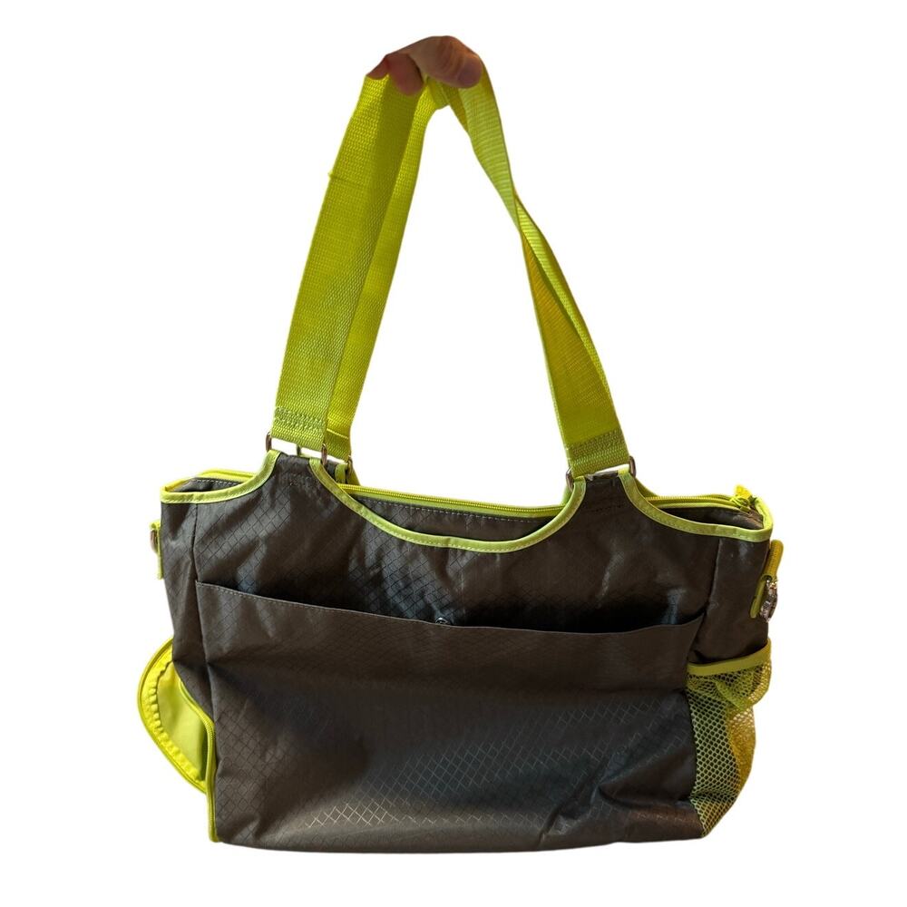 Thirty-One Gray Lime Green Utility Organizer Tote Travel Shoulder Bag Large